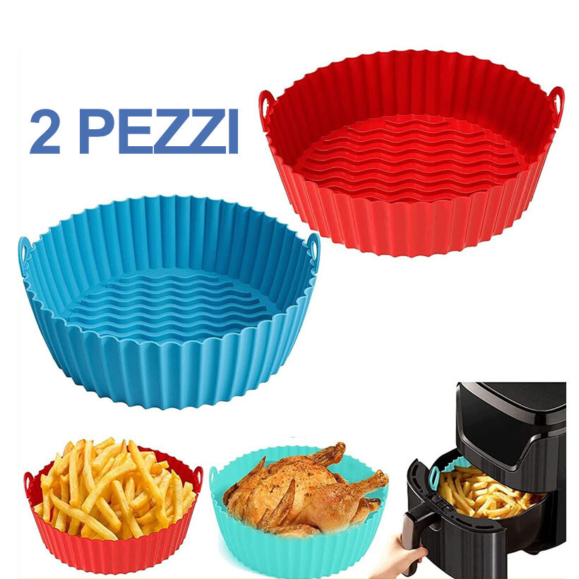 2 Stampi In Silicone Per Friggitrice Ad Aria – Rotondi, 21 Cm, Riutilizzabili, Antiaderenti E Con Maniglie, Adatti A Microonde E Forno - 3