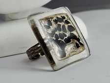 Silver art glass statement ring adjustment