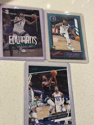 Anthony Edwards Rookie Lot Of 3 Short Print SP Green Pink Blue Teal T-wolves