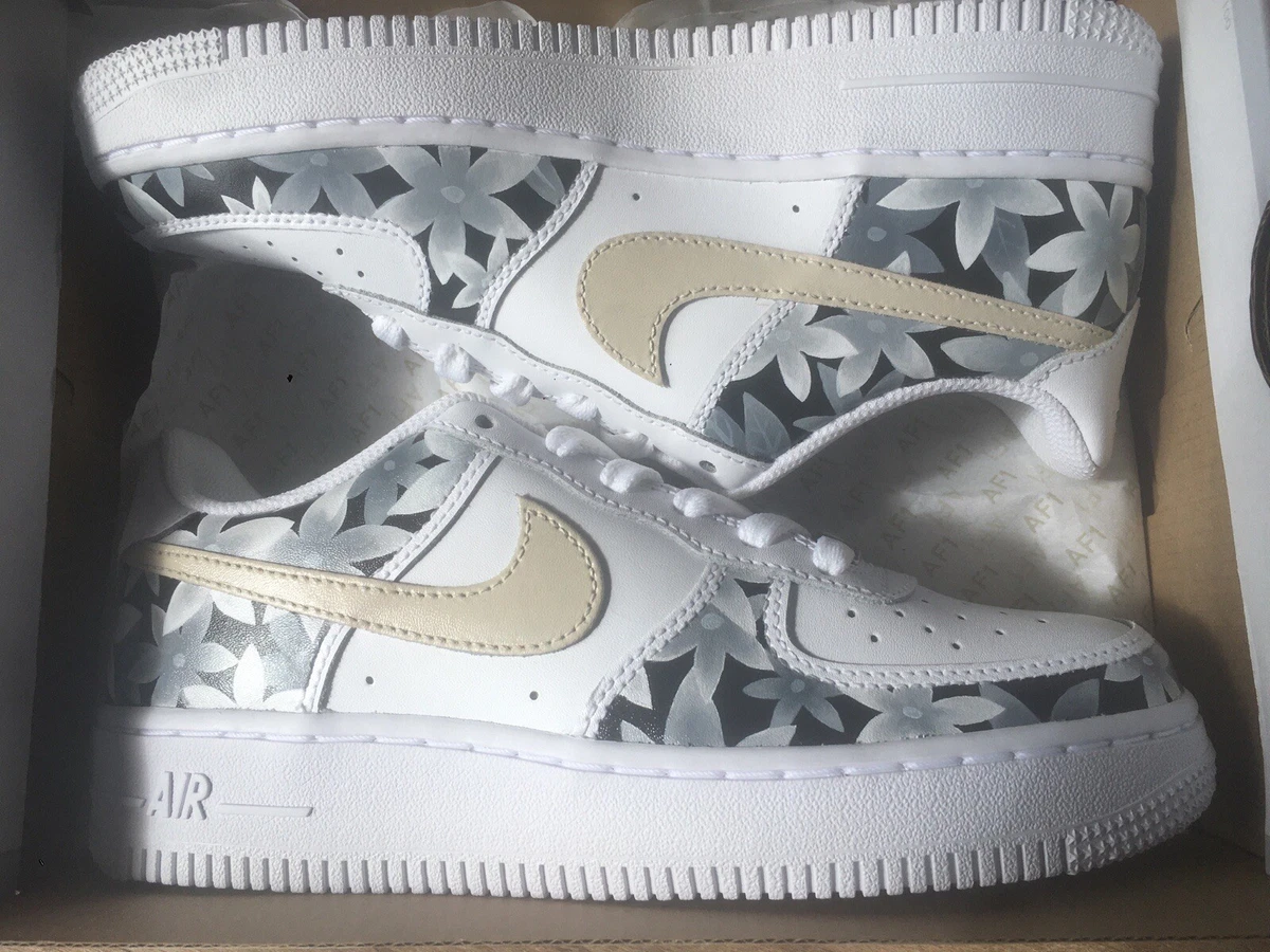 Nike air force 1 size UK 4 new custom hand painted floral shoes