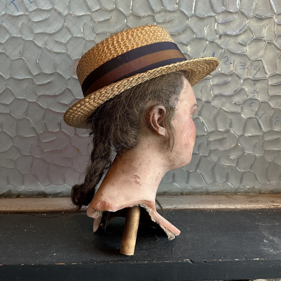 Antiguo sombrero de navegante Stetson de la década de 1920 cinta de paja marrón yate náutico Foto 4 de 4