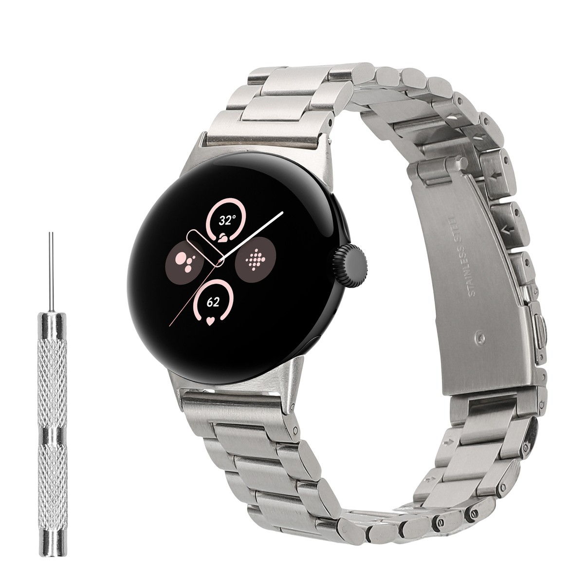 Stainless Steel Smartwatch Compatible With Google Pixel Stainless