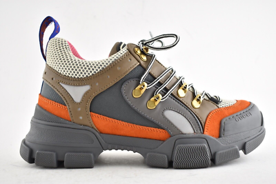 Gucci Flashtrek Journey Grey Orange Low Top Lace Hiker Boot
