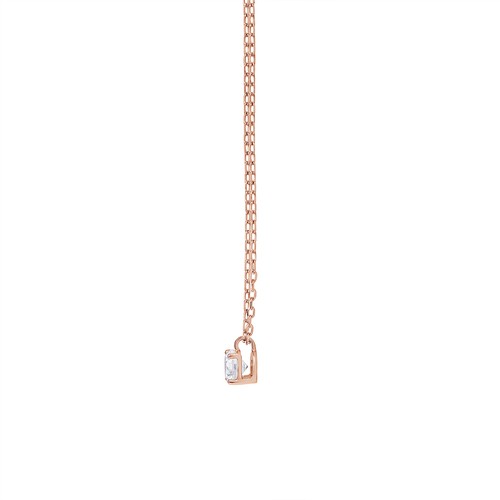 Collar colgante solitario de diamantes cultivados en laboratorio de 0,40 quilates de oro rosa de 10 k con cadena - Imagen 2 de 4