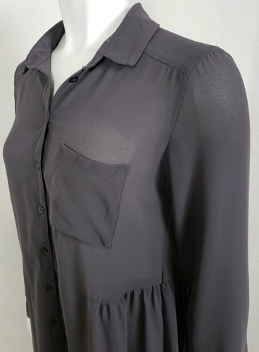 Kimchi Blue Womens Top Size Small Sheer Long Sleeve Gray Button Front Casual - Picture 4 of 6
