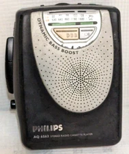 PHILIPS AQ 6563 Portable Cassette Player AM/FM Dynamic Bass Cr/O2 Metal Tested +