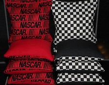 All Weather NASCAR RACING Cornhole Bean Bags Race Car Checkered Flag Baggo Toss