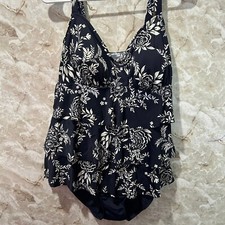 Floral Ruffle Tankini Swimsuit Top Flattering Swimwear Beach Resort Wear
