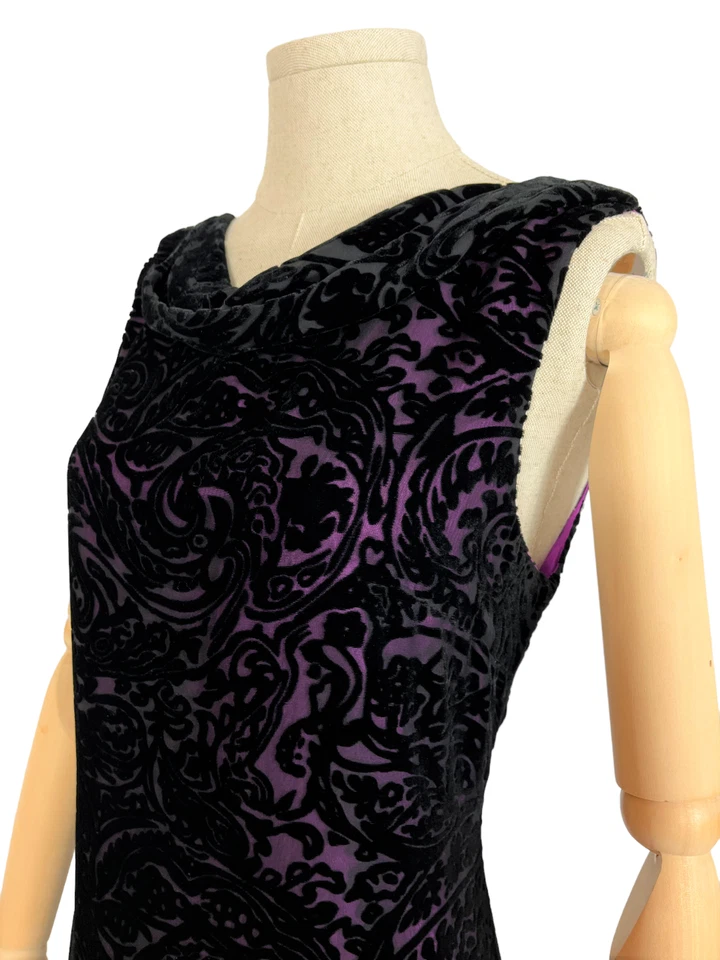 Vintage 90's Laura Ashley Devore Cowl Neck Maxi Dress - Image 2 of 4