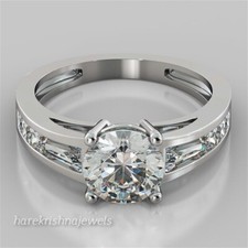 2.86CT Round Cut Lab-Created Diamond 14K White Gold Over Engagement Wedding Ring