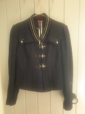 High Use Everyday Couture Jacket 78% Wool Navy Utility Military Size 12