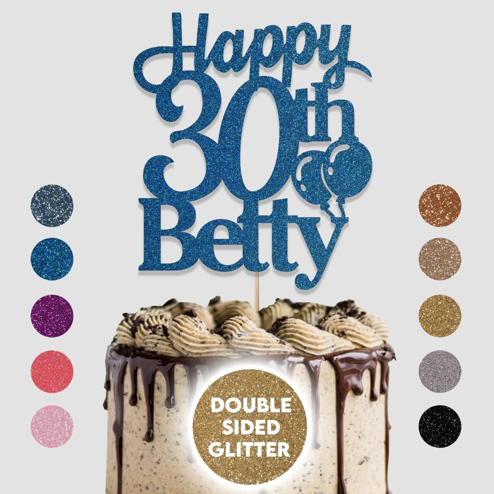 CAKE TOPPERS Personalised Cake Topper Happy Birthday Any Age Any Name 50th 60th 70th 80th