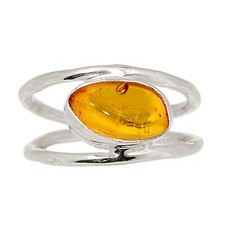 Natural Baltic Amber - Poland 925 Sterling Silver Ring Jewelry s.7.5 ALLR-31798