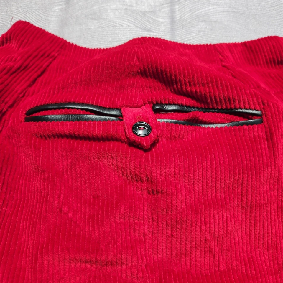 Pantalones de pana rojos de colección años 60 Thermo-Jac pierna recta cónica para mujer talla 26x27 RARO Foto 4 de 4