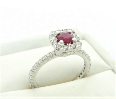 DIAMANT RUBIN EDELSTEIN RING RUBIN DIAMANT HALO RING