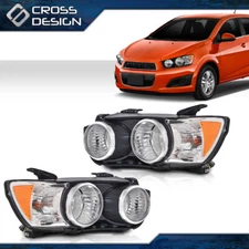 Headlight Left Right Lamp Fit For 2012-2016 Chevy Sonic Chrome Amber Halogen