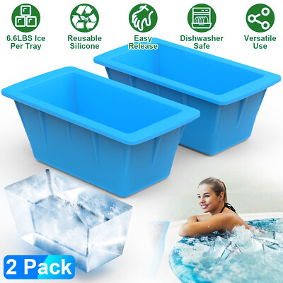 2PACK Reusable Silicone Ice Cube Mold Ice Cubes Maker Food Fresh Storage Tray