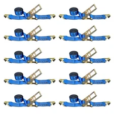 USA 10Pack Heavy Duty 3" x 30' Ratchet Tie Down Strap w/J Hook WLL 5400 LBS BLUE