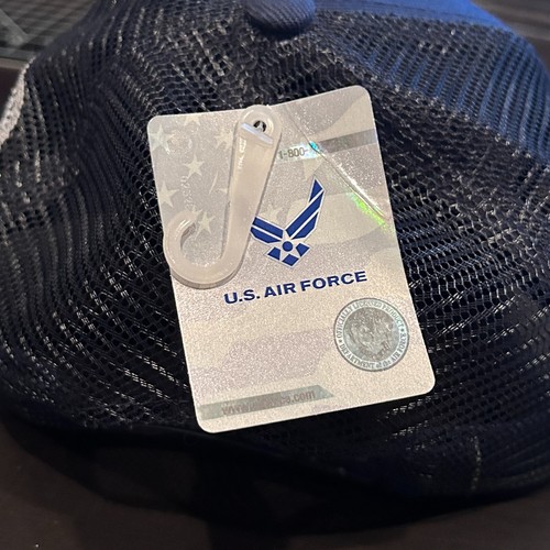 U.S. AIR FORCE Trucker Hat Embroidered Mesh Snapback Navy Blue Cap USA Flag - Picture 3 of 5