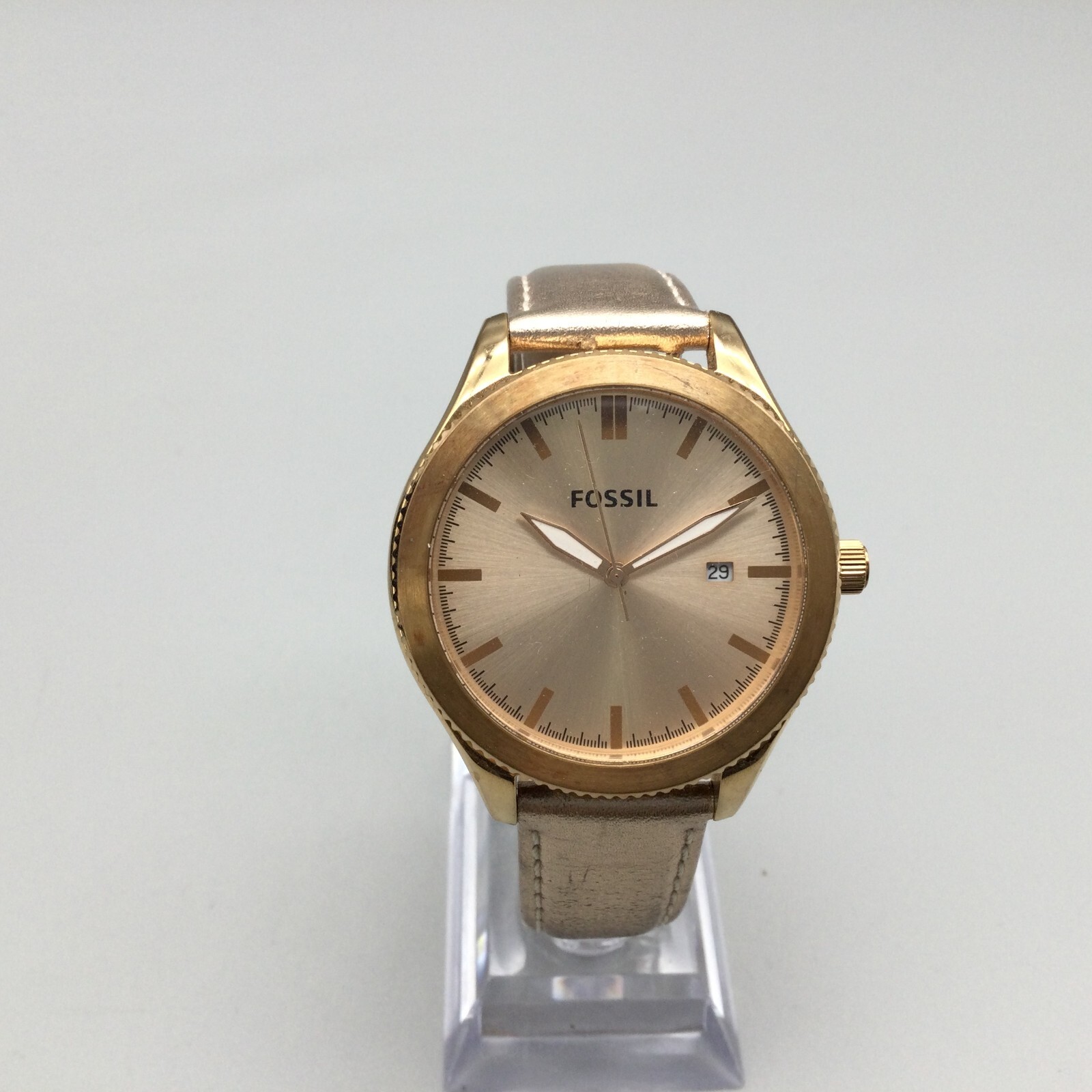 Fossil Typographer Watch BQ3313 Ladies 40mm Rose Gold Dial Leather  