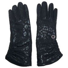 Touchpoint Womens Sleek Black Leopard Print Touchscreen Smart Text Gloves