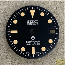 Yellow Milsub W/date 28.5mm Watch Dial fit 7S26 NH35 Movement