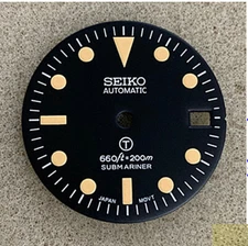 Yellow Milsub W/date 28.5mm Watch Dial fit 7S26 NH35 Movement