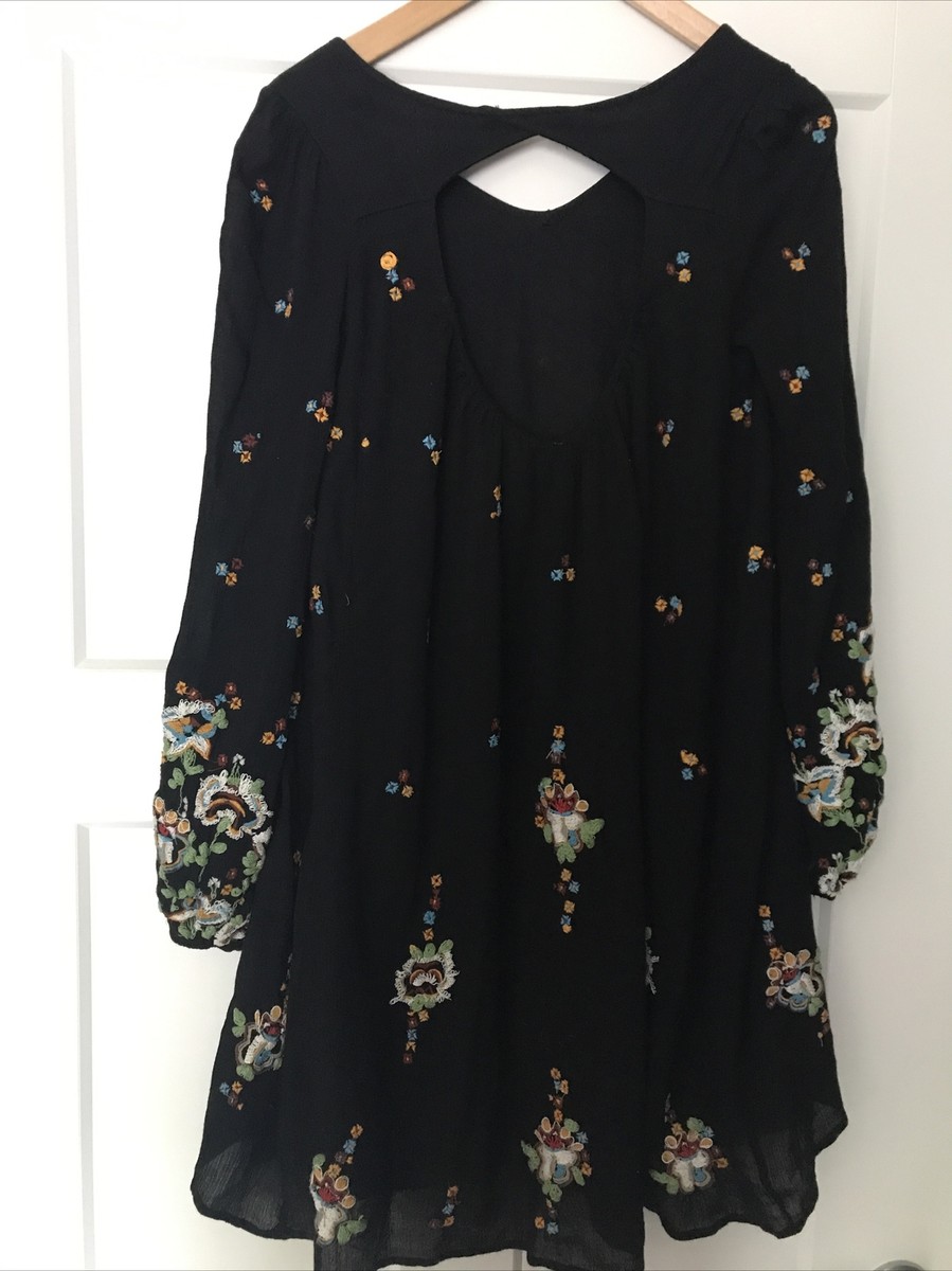 free people oxford black embroidered swing dress 3D Flower Midi Dress Puff Sleeve Embroidered Midi Length Dress – SD  Dresscode & Fashiontrends main image 0