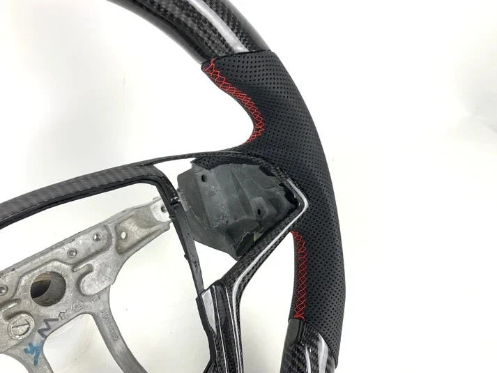 PARA CADILLAC ATS 2013-2019 VOLANTE DE FIBRA DE CARBONO REAL Y CUERO Foto 4 de 4