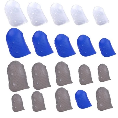 12pc Guitar Ukulele Finger Fingertip Guards Thumb Picks Protector Silicone Band~ - Image 1 of 2