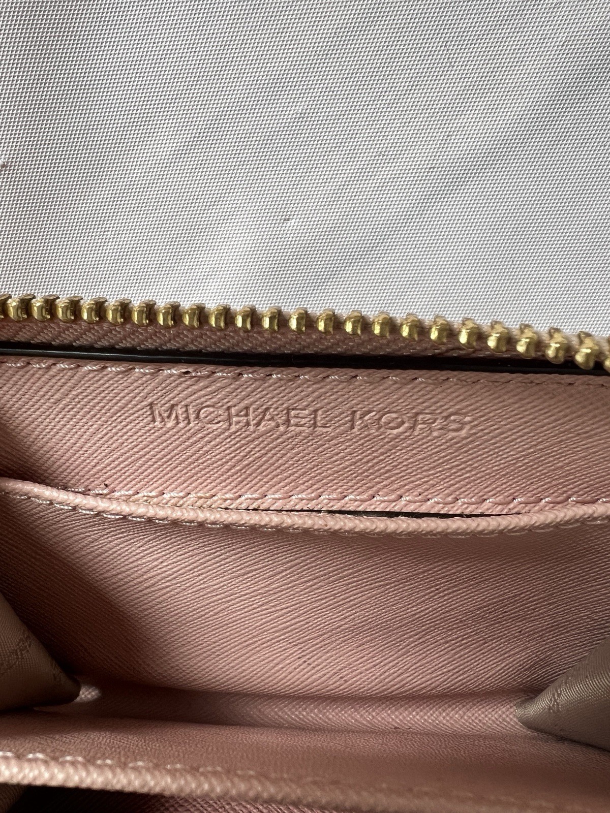 Michael Kors Fulton leather zip around credit cards purse coin case light pink thumbnail 6