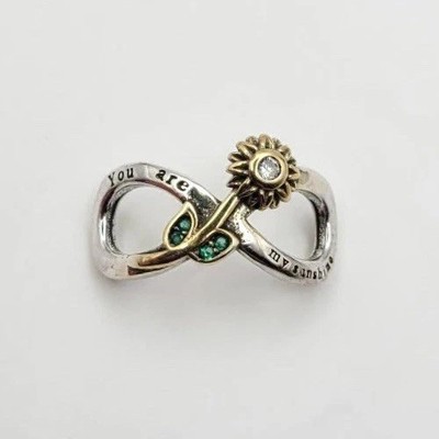 925 Sterling Silber Sonnenblume Unendlichkeit Charm Anhänger ''Du bist mein Sonnenschein''