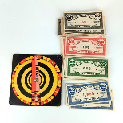 Jan Murray's Treasure Hunt replacement play money & spinner GARDNER GAMES 1950s