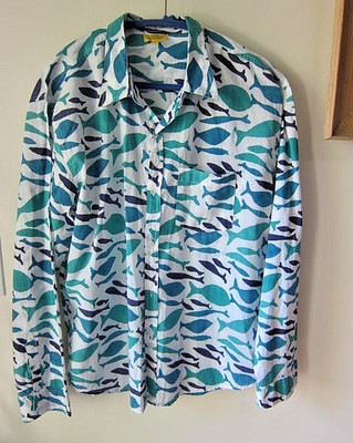 NWOT Roberta Roller Rabbit Men's Cotton Button Down Long Sleeve Shirt  Sz Lg