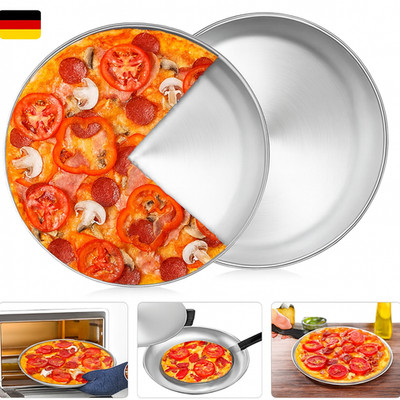 Pizzablech, Rund Pizzaform 30Cm Edelstahl Pizza Backblech 2 Stück Für Backofen B