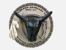 Kids Rodeo Roping Kit With Lasso Rope  Dummy Steer Head W/Stakes and Glove