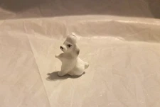 Vintage Bone China Dog Miniature Poodle White With Raised Paw Bug House
