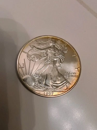 1997 American Silver Eagle 1 Ounce Brilliant Uncirculated With Light Toning