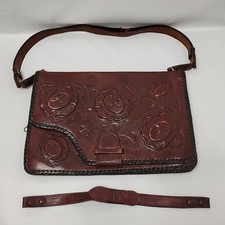 Vintage Hand Tooled Leather Purse R.R. Franks  Sons Fine Quality Handbag Floral