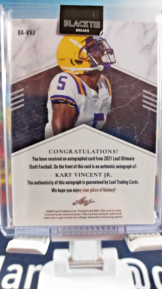 2021 Leaf Ultimate Draft Kary Vincent Jr. Rookie Auto #20/30 RC Eagles/LSU - Image 2 of 2