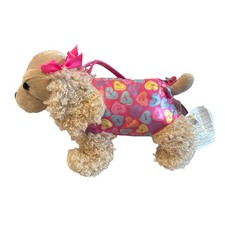 Poochie Co Girls Poodle Dog Purse Pink Hearts Plush Pink