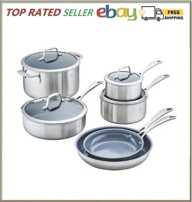 Zwilling JA Henckels Spirit 10-Piece Stainless-Steel Nonstick Cookware Set