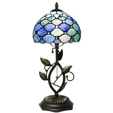 Small Tiffany Lamp Sea Blue Water Ripple Style Stained Glass Table Lamps Desk...