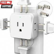 Multi Plug Outlet Extender 5 Way Wall Outlet No Surge Small Indoor Plug Adapter