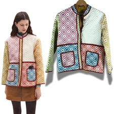FRNCH Paris multicolor Patchwork Diamond Embroidered Jacket XS