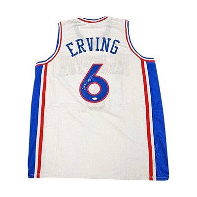 Julius Erving Philadelphia 76ers Autographed Inscribed Custom Jersey JSA COA