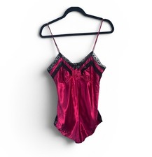 Victoria's Secret Gold Label Teddy Bodysuit Romper Cami Vintage Sz s Fuchsia.