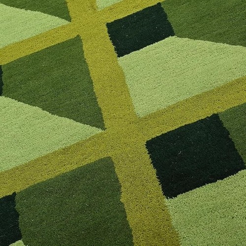 Hand-Tufted 100% Wool Area Rug - Floral Gustavian Style Garden Maze Geometric - Picture 4 of 6