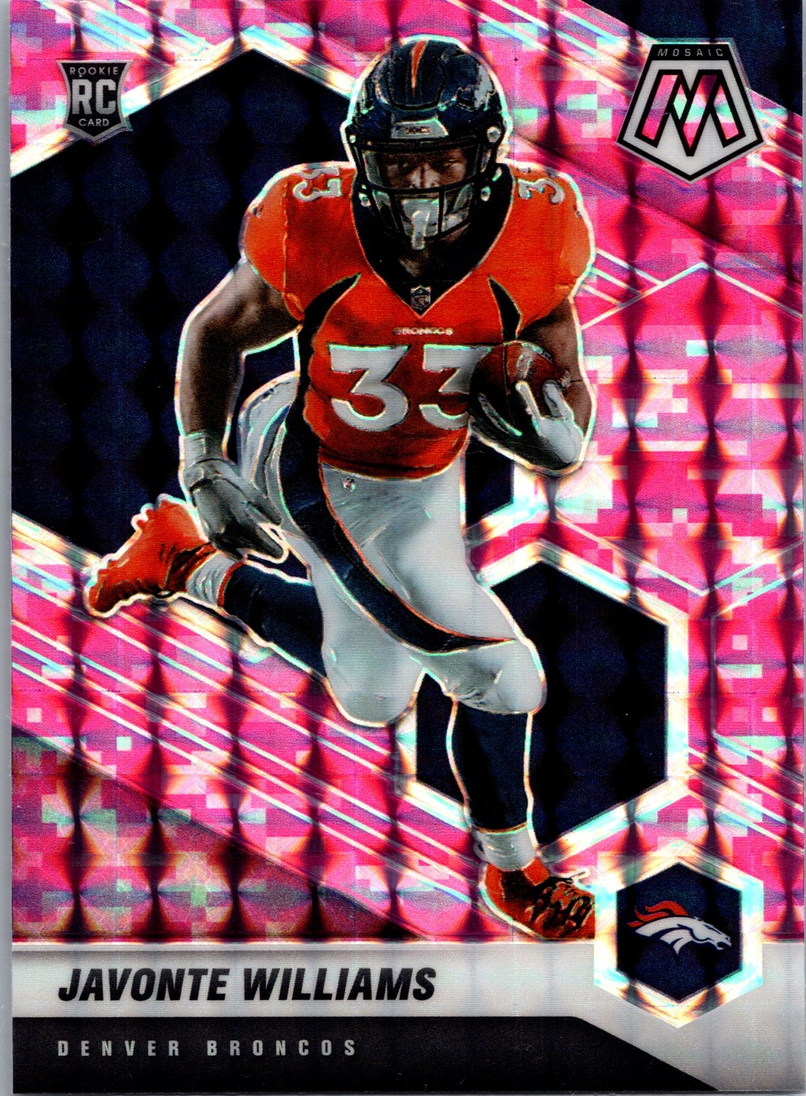 2021 Panini Mosaic #315 Javonte Williams Prizm Camo Pink