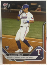 Alejandro Osuna 2025 Topps Now Rangers 1st MLB Hit RC #218 Orange Foil #'d 16/25